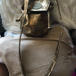 Carlos Falchi Sport gold and bronze croc-print crossbody minibag